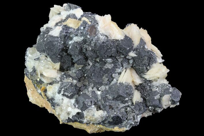 Cerussite Crystals with Bladed Barite on Galena - Morocco #90228
